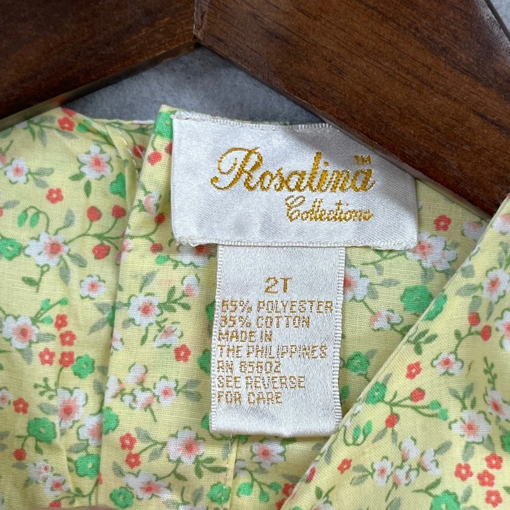 Rosalina Dress Girls 2T Yellow Floral Sleeveless Smocked Cottagecore Spring